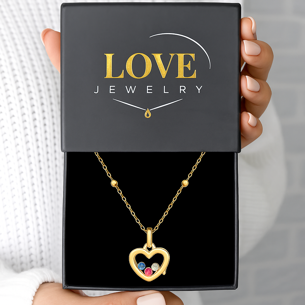 floating heart birthstone necklace