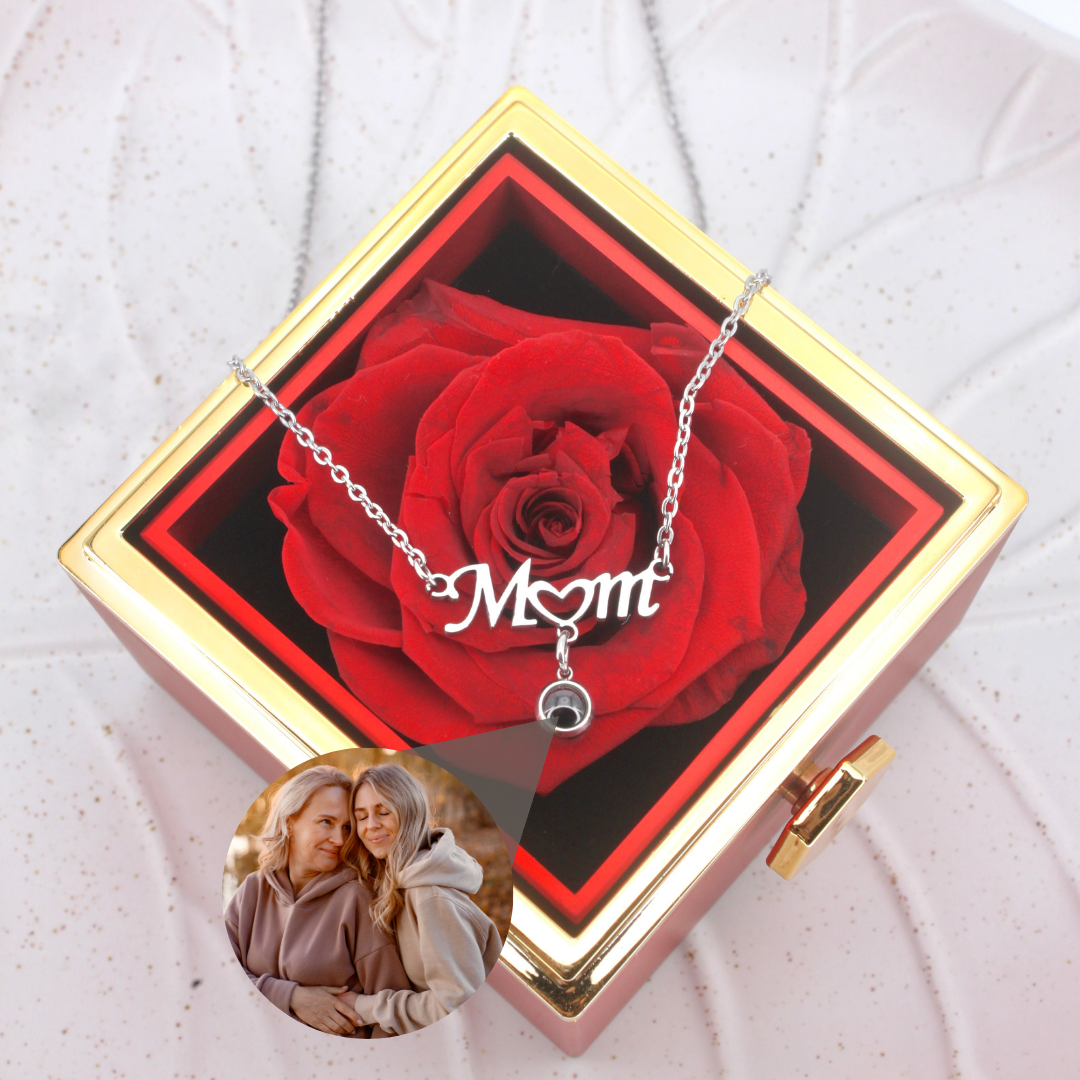 mum necklace - mother's day offer: photo necklace with rose gift box included