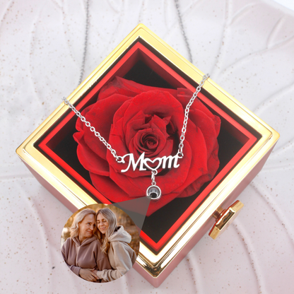 Mum Necklace - Mother's Day Offer: Photo Necklace with Rose Gift Box Included