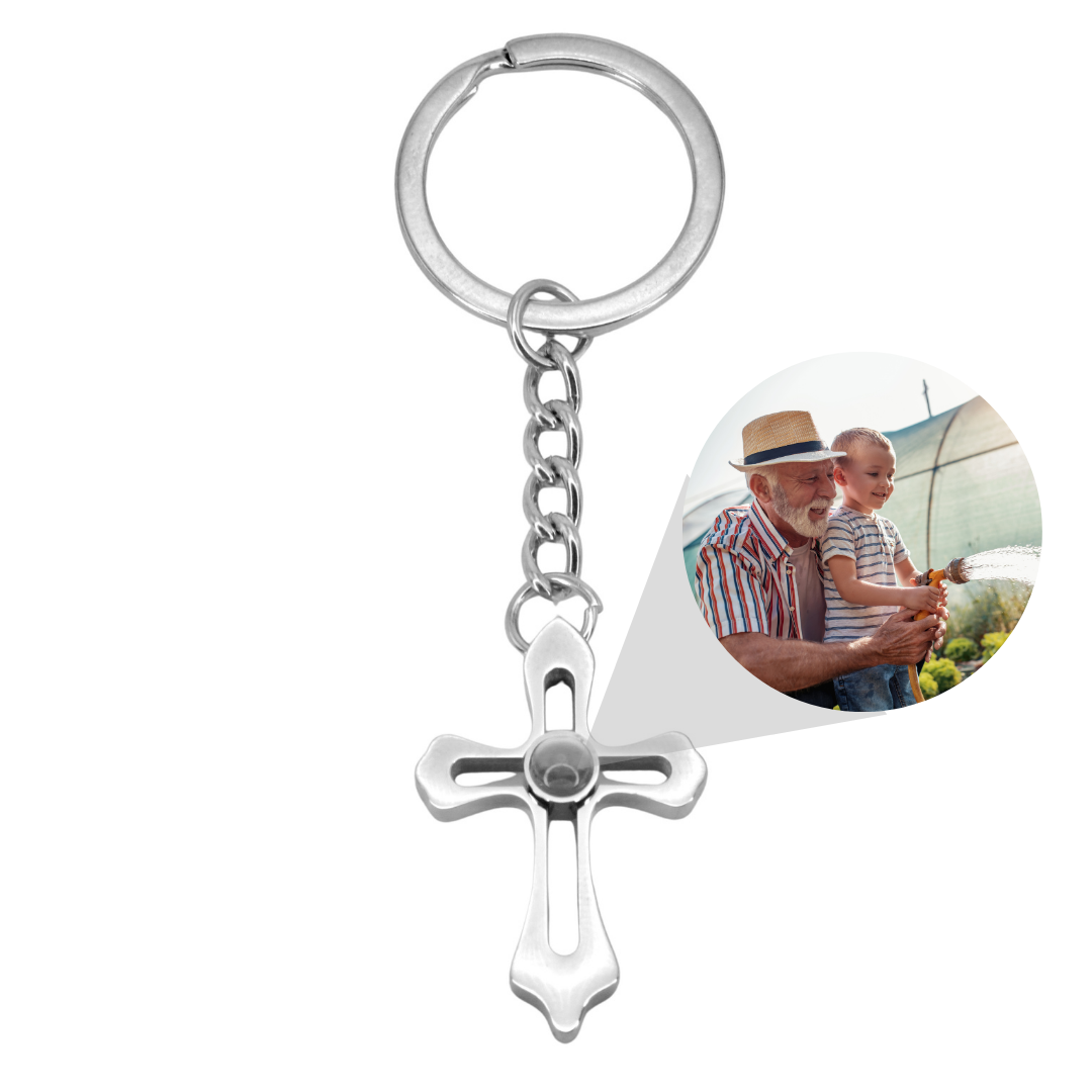 vintage cross projection keychain