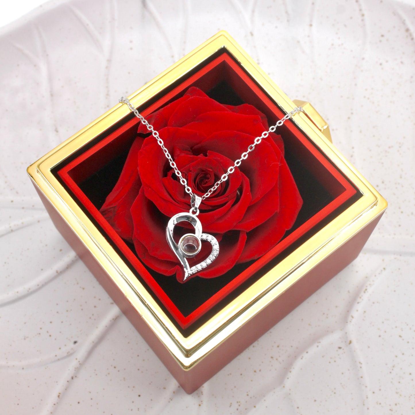 i love you - mother's day offer: photo necklace with rose gift box included