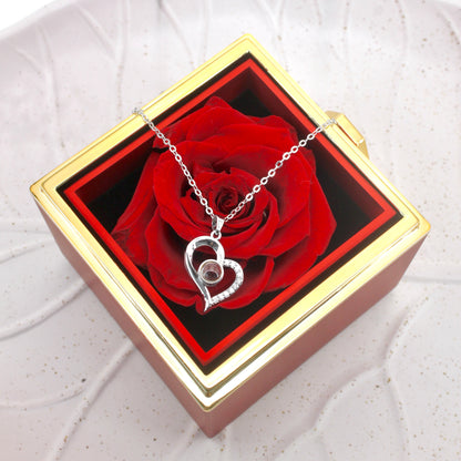 I Love You - Mother's Day Offer: Photo Necklace with Rose Gift Box Included