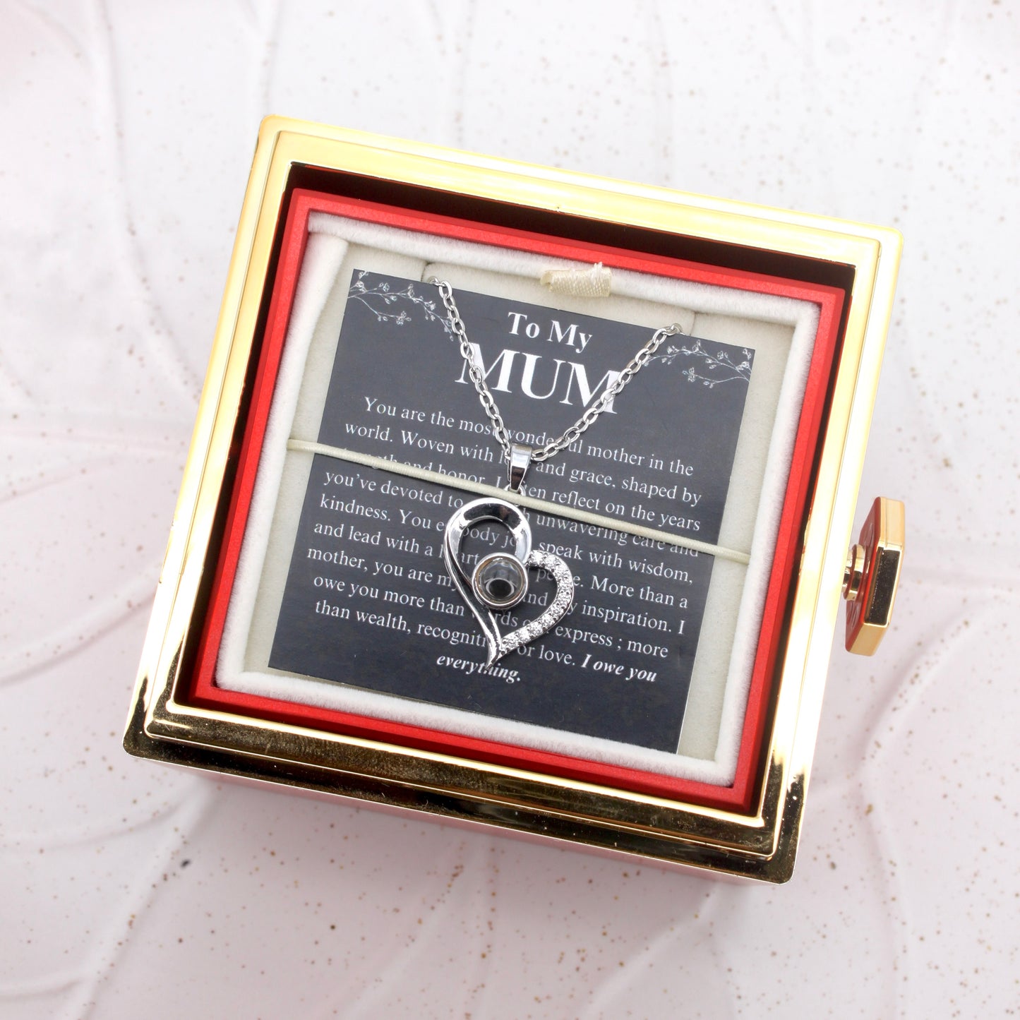 i love you - mother's day offer: photo necklace with rose gift box included