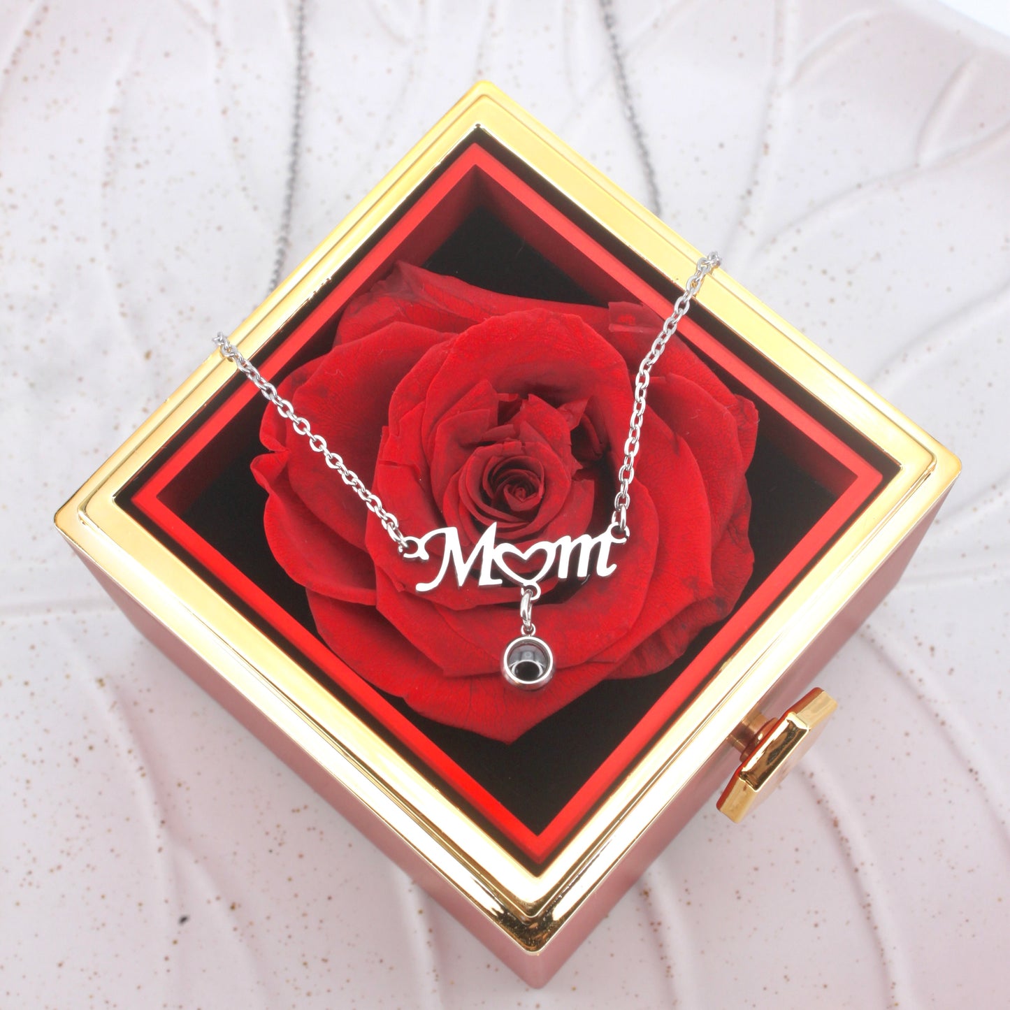 mum necklace - mother's day offer: photo necklace with rose gift box included