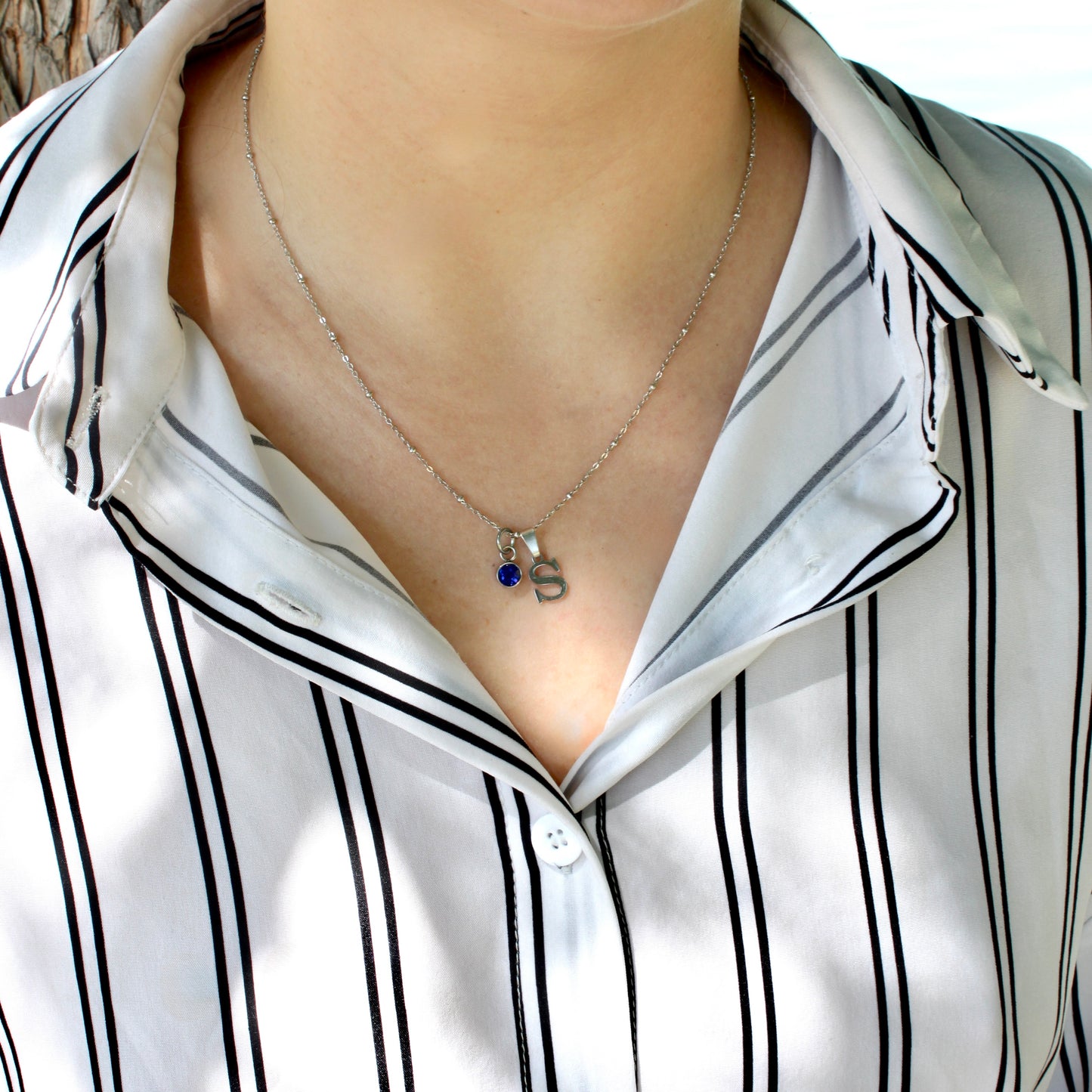 birthstone initial necklace