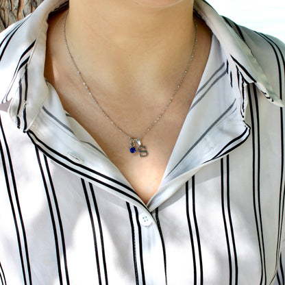 Birthstone Initial Necklace