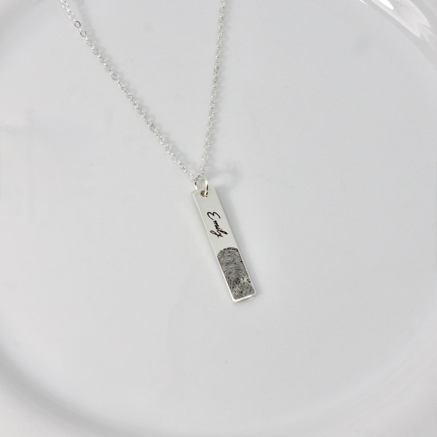 bar fingerprint engraved necklace
