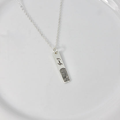 Bar Fingerprint Engraved Necklace