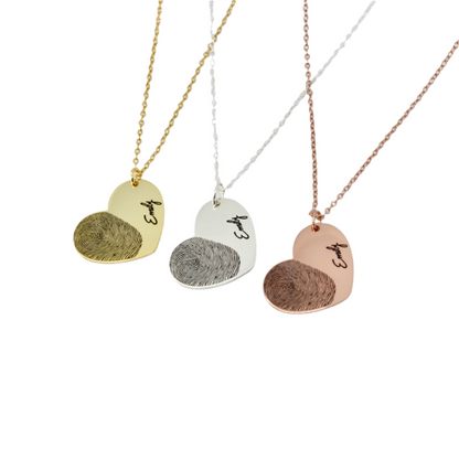 Heart Fingerprint Engraved Necklace