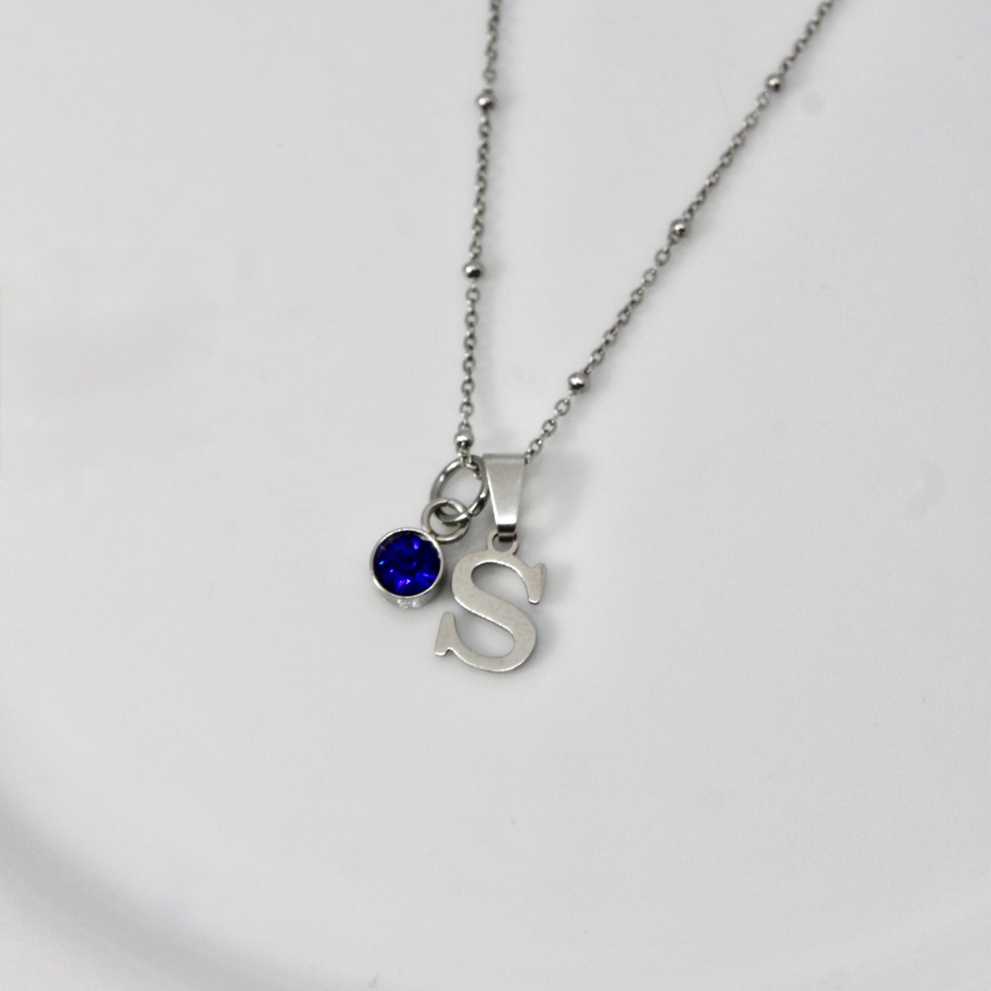 birthstone initial necklace