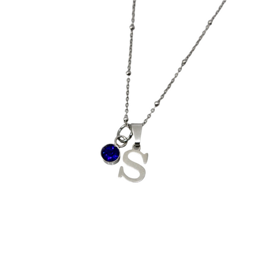 Birthstone Initial Necklace