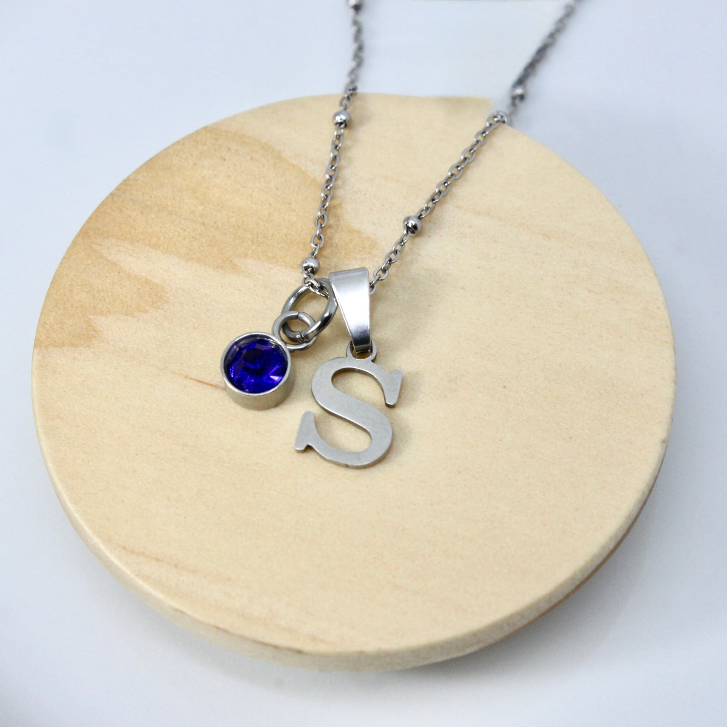 birthstone initial necklace