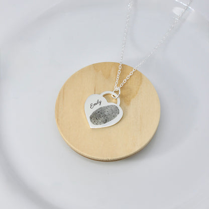 Small Heart Fingerprint Engraved Necklace