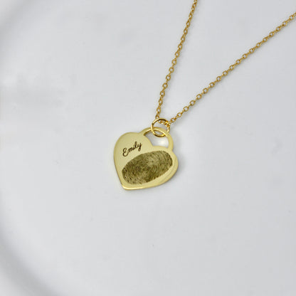 Small Heart Fingerprint Engraved Necklace