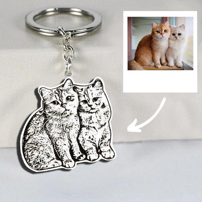 Silhouette Pet Photo Engraved Keychain