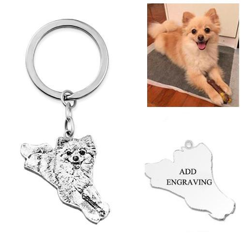 silhouette pet photo engraved keychain