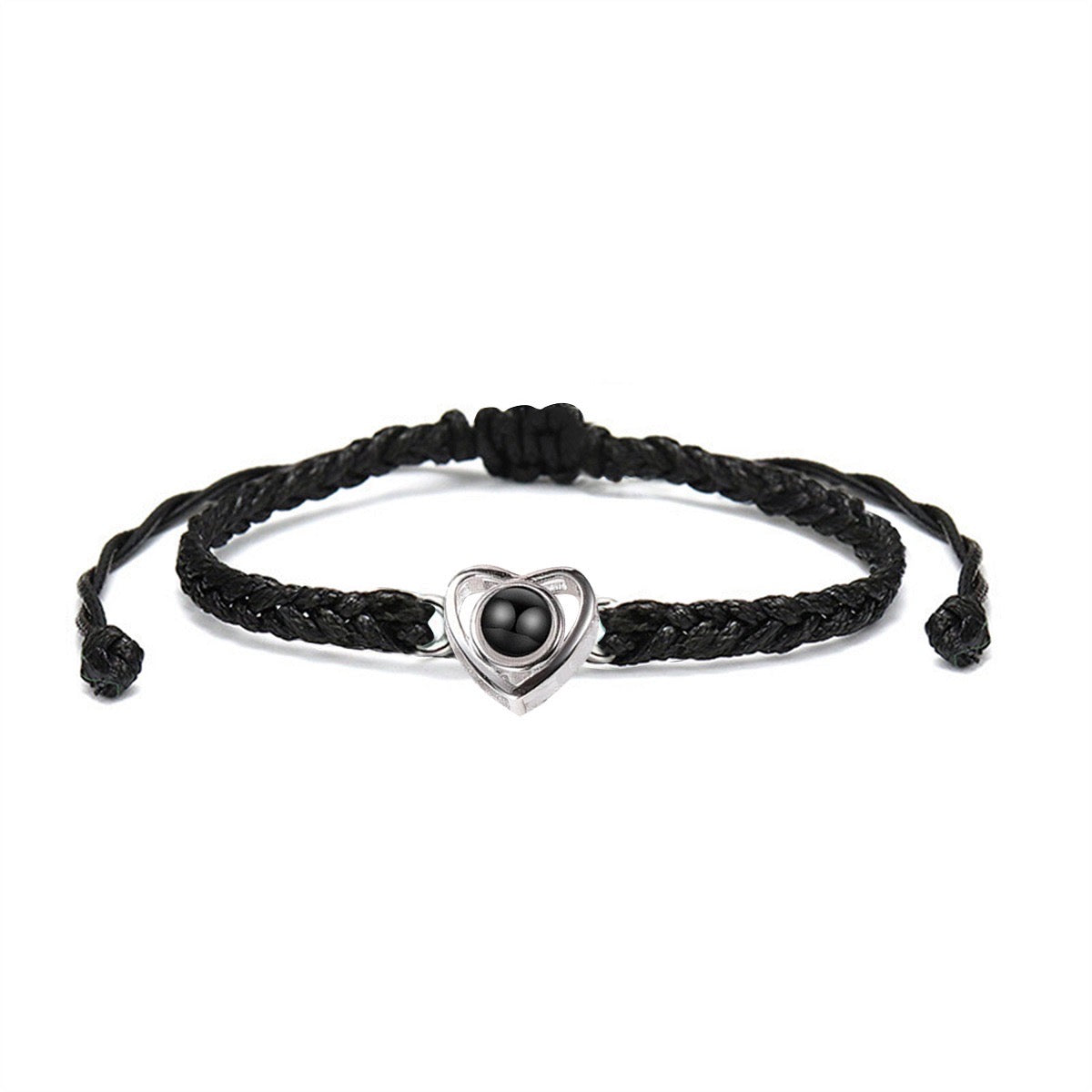 "projection jewelry: special heart rope bracelet with personalized charm"