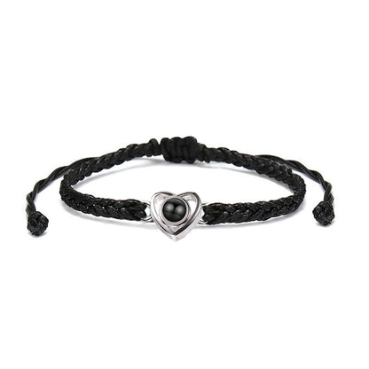 "Projection Jewelry: Special Heart Rope Bracelet with Personalized Charm"