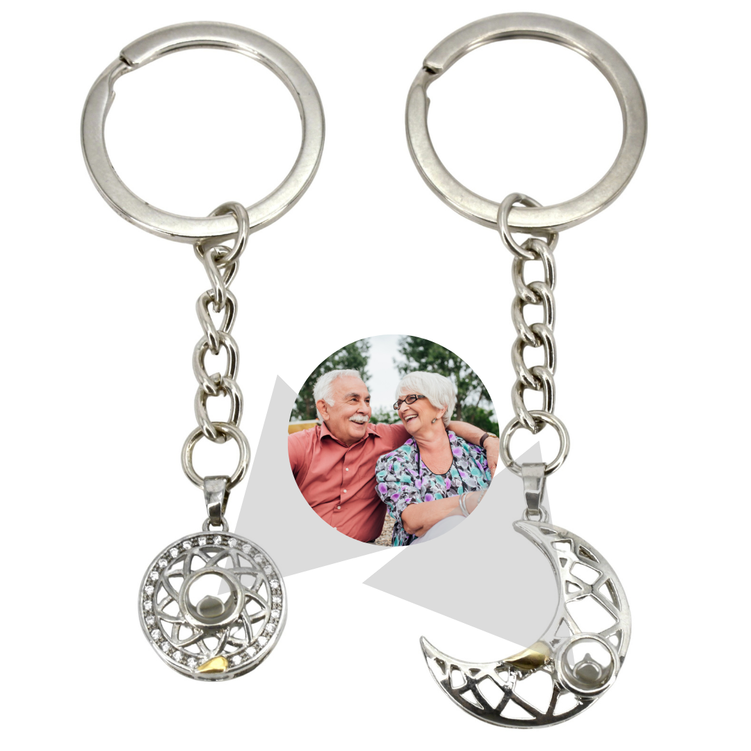 sun and moon matching projection keychains