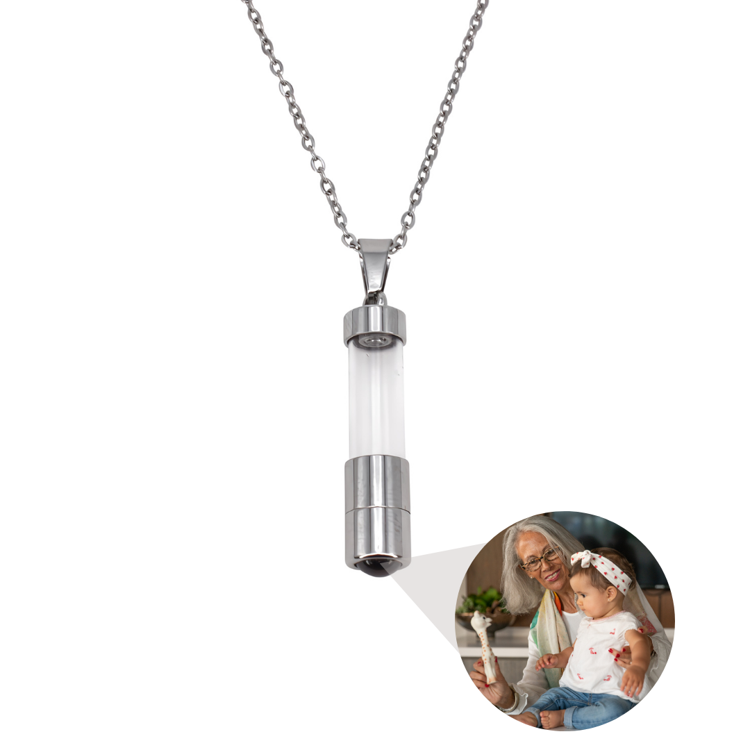 tiny container projection necklace