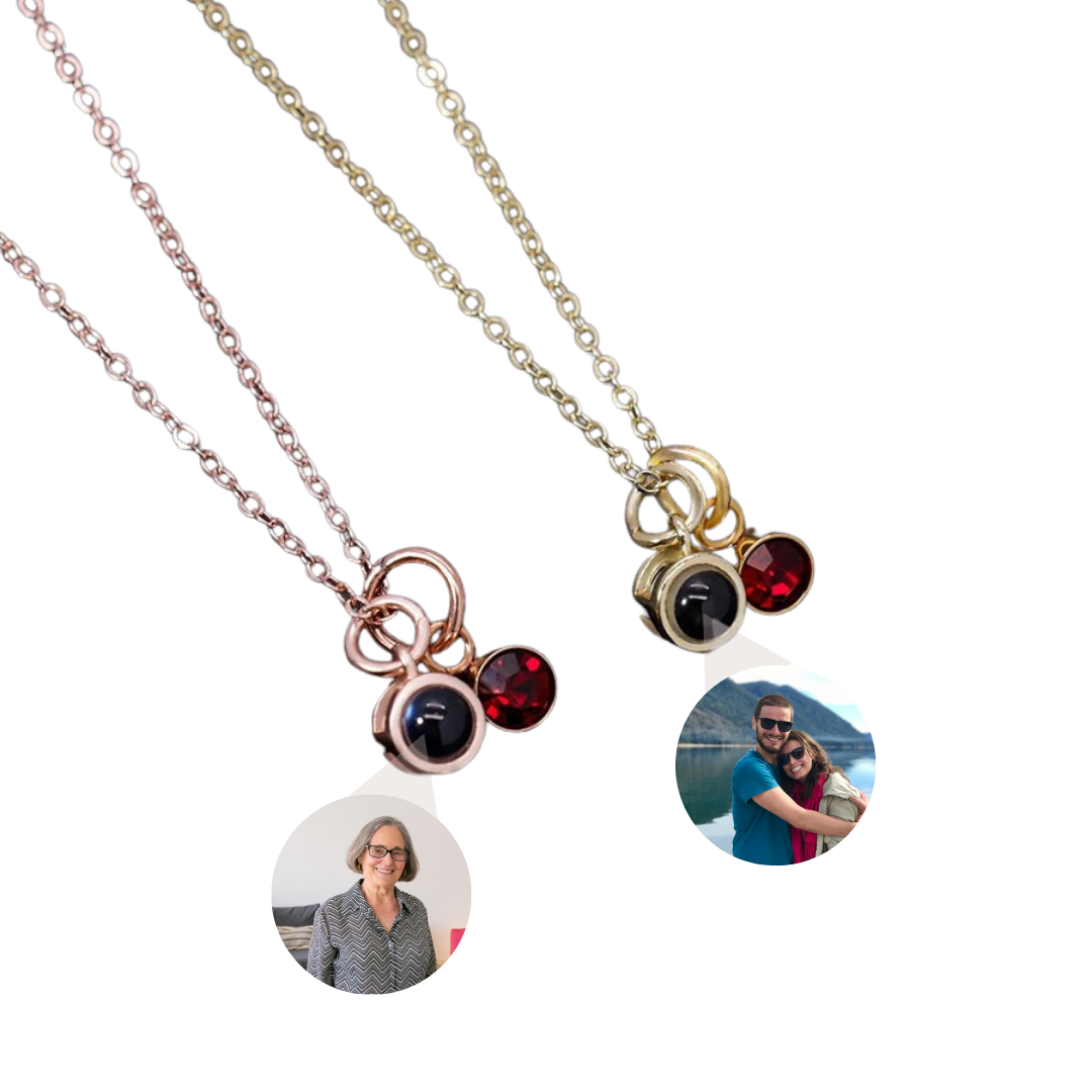 birthstone photo necklace