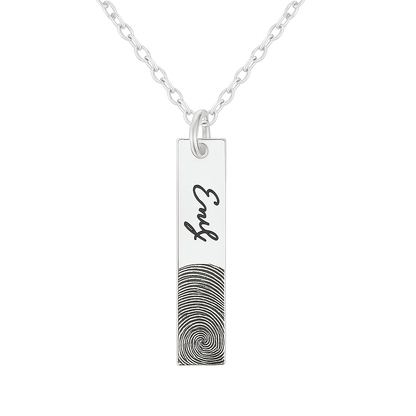 Bar Fingerprint Engraved Necklace