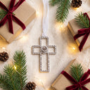 Forever Cross Projection Christmas Ornament in a festive Christmas flat lay