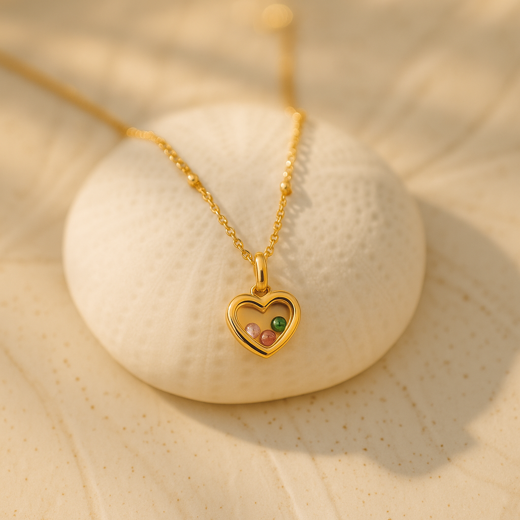 floating heart birthstone necklace
