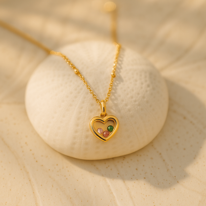 Floating Heart Birthstone Necklace
