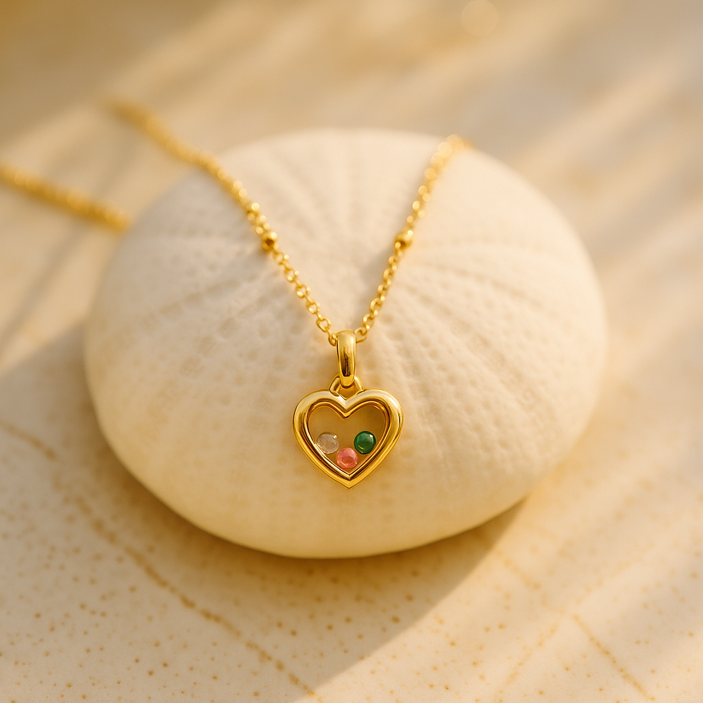 floating heart birthstone necklace
