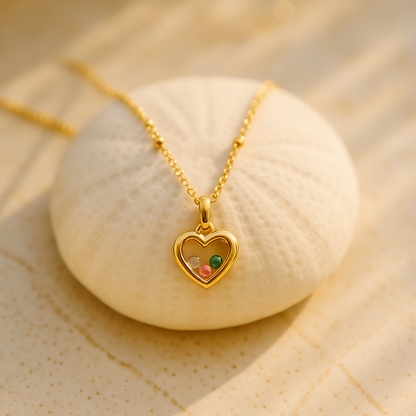 Floating Heart Birthstone Necklace
