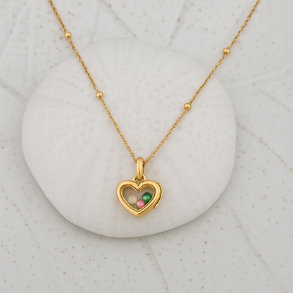 Floating Heart Birthstone Necklace