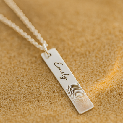 Bar Fingerprint Engraved Necklace