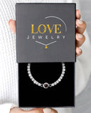 Special Diamond Tennis Projection Bracelet in silver, presented in a Love Jewelry gift box