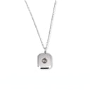 Square Pendant Projection Necklace in silver on a white background