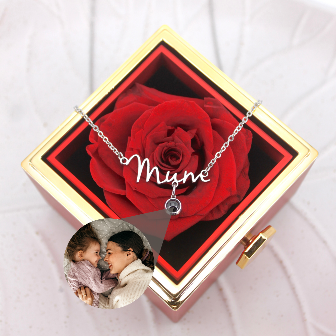 mum photo necklace - mother's day offer: photo necklace with rose gift box included