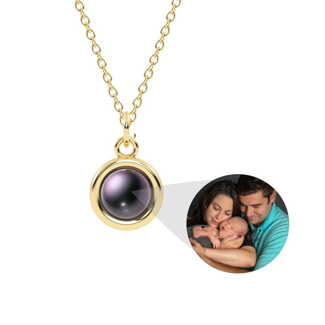 personalised photo necklace in gold