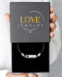 Engraved Special Rope Projection Bracelet in silver, presented in a Love Jewelry gift box