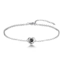 Heart Projection Chain Bracelet in silver on a white background