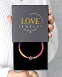 Forever Rainbow Rope Projection Bracelet in silver, presented in a Love Jewelry gift box