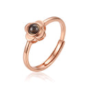 Eternal Flower Projection Ring in rose gold on a white background