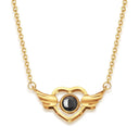 Heavenly Love Projection Necklace in gold on a white background