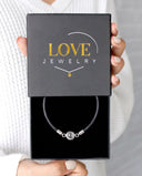Leather Projection Bracelet in silver, presented in a Love Jewelry gift box