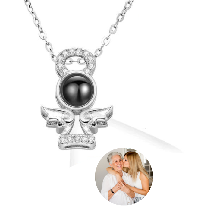 "small angel projection necklace: personalized serenity"