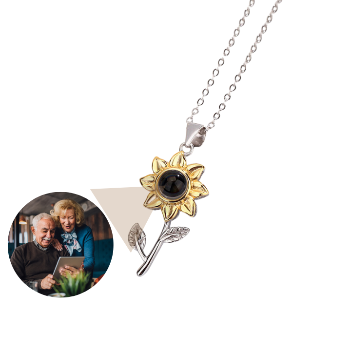 cute sunflower photo necklace