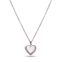 Silver Sparkling Heart Locket Necklace with heart locket closed, on a white background

