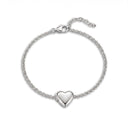 Silver Forever In My Heart Locket Bracelet with heart locket closed, on a white background

