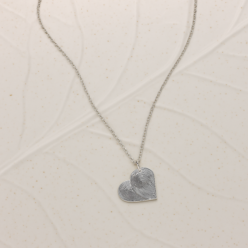 heart double fingerprint necklace