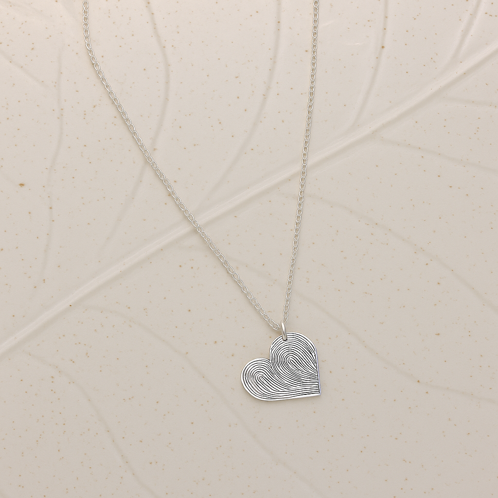 heart double fingerprint necklace