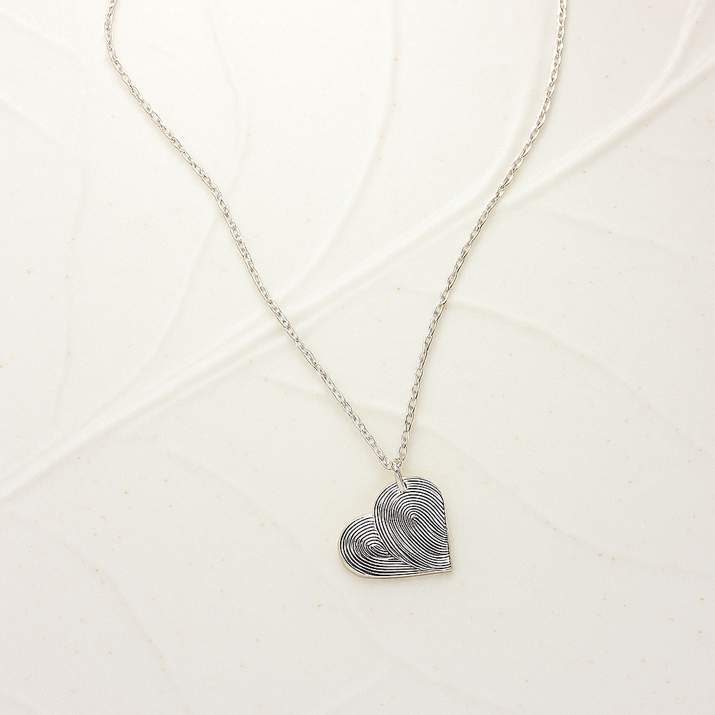heart double fingerprint necklace